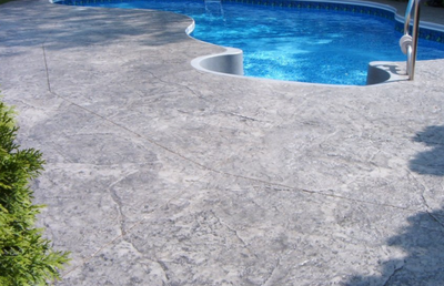 Textured pool deck in Connecticut.